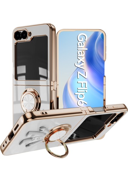 Samsung Galaxy Z Flip6 5g 6d Astronot Halkalı Kickstand ile Elektro Kaplama Tpu Telefon Kapağı (Yurt Dışından)