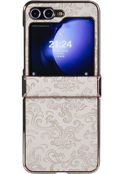 Samsung Galaxy Z Flip6 5g Menteşe Koruma Deri + Pc Galvanik Telefon Kapağı (Yurt Dışından)