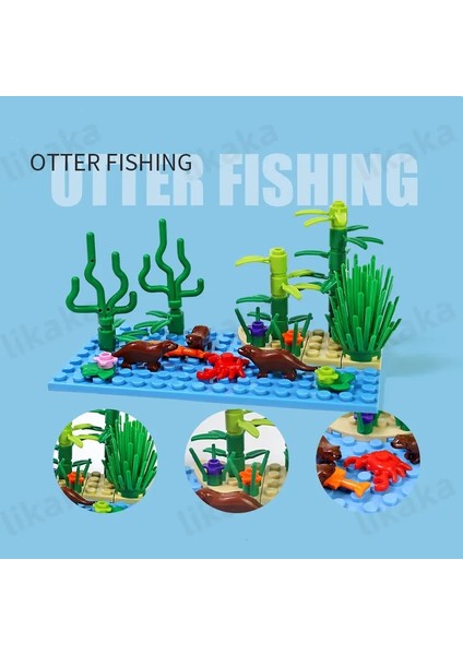 Şehir Çiftlik Hayvanları Yapı Taşları Doğa Hayvanları Balık Otter Moc Moc Sualtı Balık Dolphin Ahtapot Seti Diy Kilo Otter Balıkçılık (Yurt Dışından)