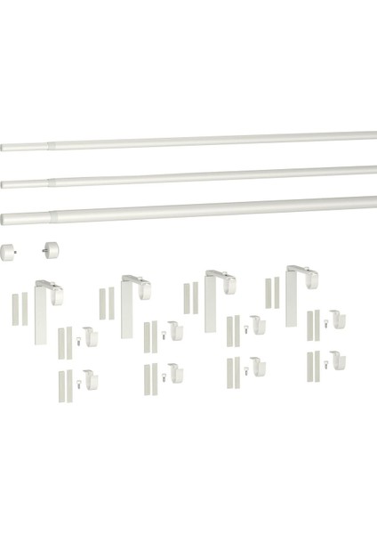 Perde Çubuğu Seti, Beyaz, 120-210 Cm, Üçlü modelleri