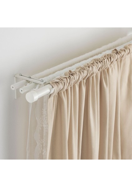 Perde Çubuğu Seti, Beyaz, 120-210 Cm, Üçlü fırsatları