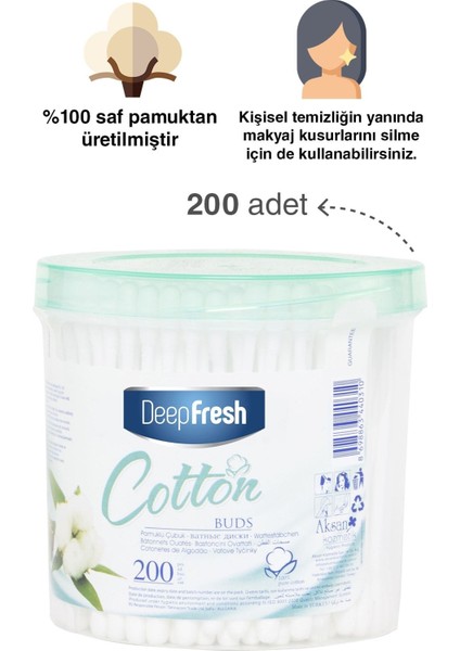 Deepfresh Kulak Pamuğu 200'lü Silindir Kutu modelleri