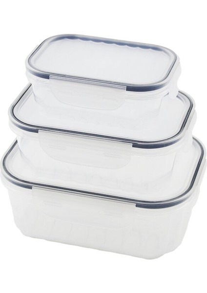 3pcs Quick Sızdırmaz Saklama Kabı Seti Şeff Kap - Buğulu-Contalı Kapak 500-1000-1700ML