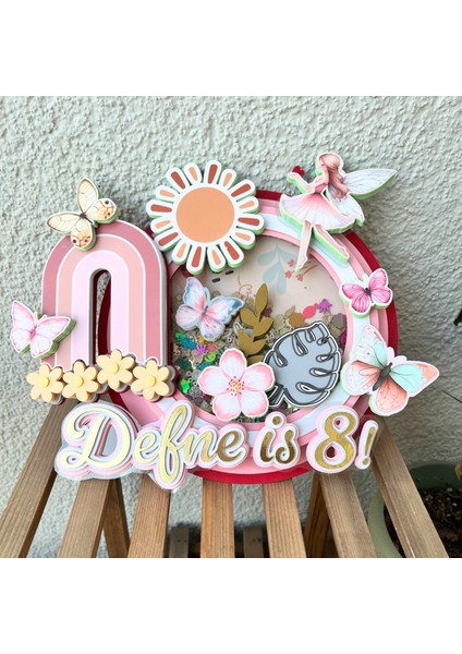Peri Kızı, Bohem, Retro, Kelebek Temalı Kız Çocuk Doğum Günü Pasta Parti Süsü Cake Topper (24 x 21 cm ) fırsatları