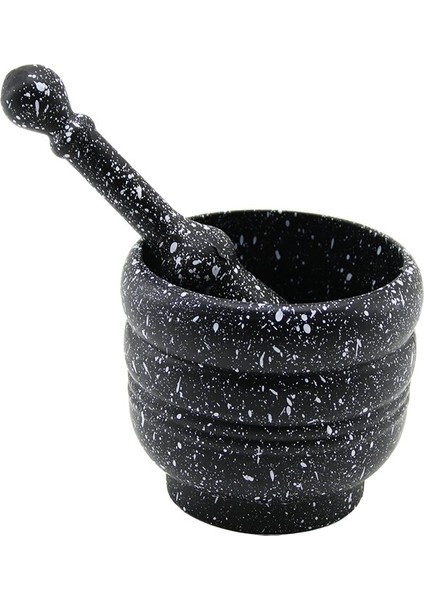 Plastik Havan Sarımsak Dövecek Fileli Ambalaj Siyah Zemin - Serpme Beyaz Boya Desenli