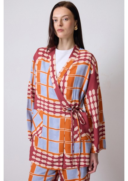 Desenli Kimono Pantolon Takım