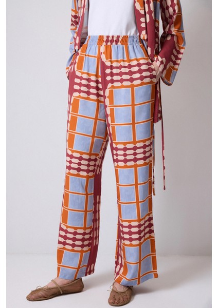Desenli Kimono Pantolon Takım