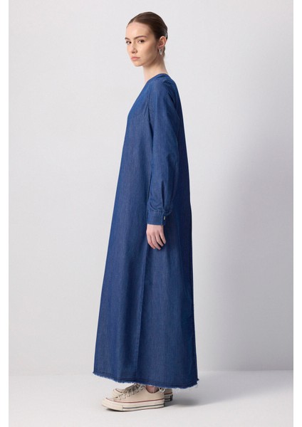 Denim Efektli Elbise