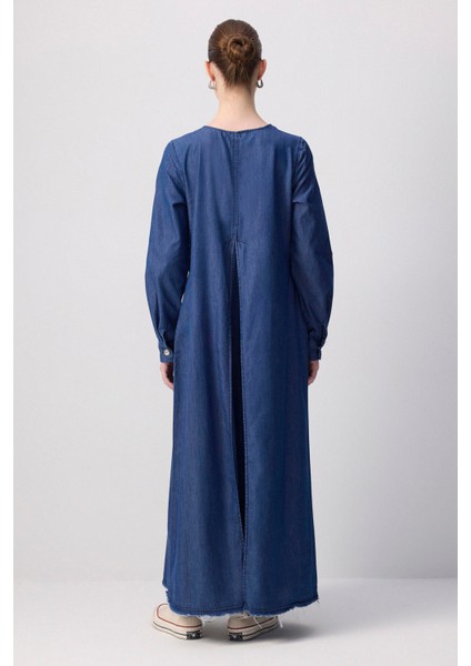 Denim Efektli Elbise