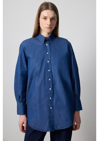Denim Efektli Gömlek
