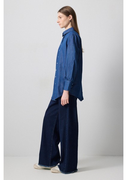 Denim Efektli Gömlek