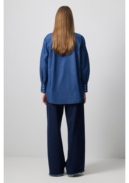 Denim Efektli Gömlek