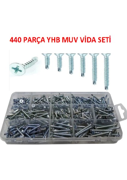 Yıldız Havşa Başlı Matkap Uçlu Akıllı Vida Seti 440'LI