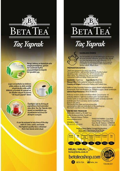 Beta Taç Yaprak Türk Çayı 1000 GR