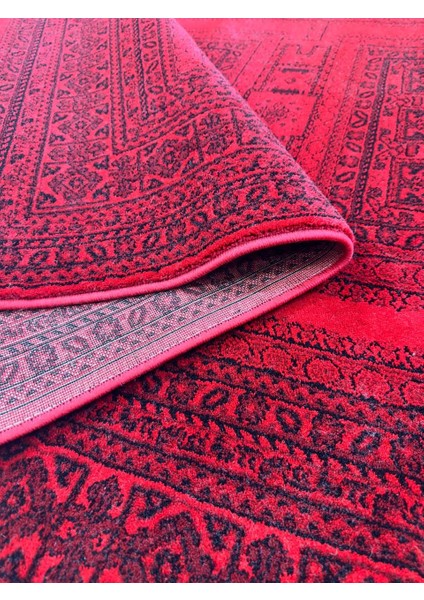 Afgan, Etnik Desenli Kırmızı Sanatsal Dokuma Salon ve Oturma Odası Halısı