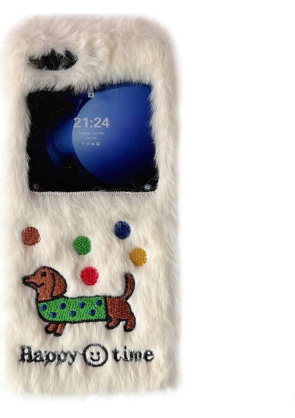 Samsung Galaxy Z Flip6 5g Işlemeli Dachshund Sert Pc Peluş Tüylü Telefon Kapağı (Yurt Dışından)