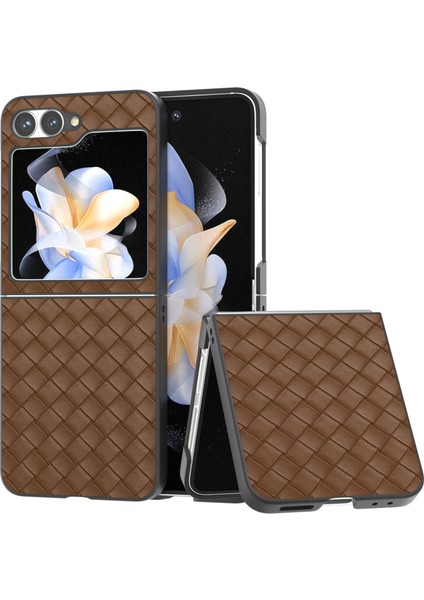 Samsung Galaxy Z Flip6 5g Dokuma Doku Deri + Pc Koruyucu Telefon Kapağı (Yurt Dışından)