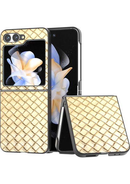 Samsung Galaxy Z Flip6 5g Dokuma Doku Deri + Pc Koruyucu Telefon Kapağı (Yurt Dışından)