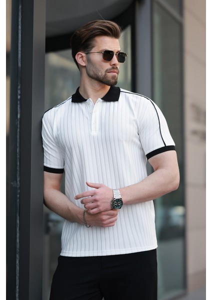 Ekru Desenli Polo Yaka Triko Erkek Tişört E7155 fiyatları