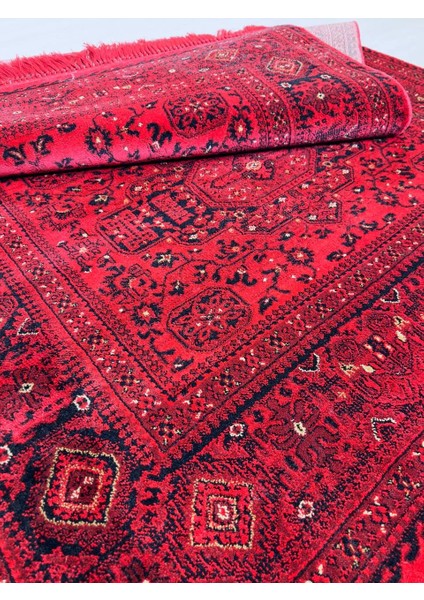 Afgan, Etnik Desenli Kırmızı Sanatsal Dokuma Salon ve Oturma Odası Halısı