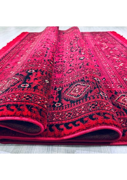 Afgan, Etnik Desenli Kırmızı Sanatsal Dokuma Salon ve Oturma Odası Halısı