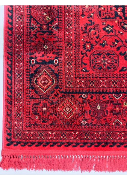 Afgan, Etnik Desenli Kırmızı Sanatsal Dokuma Salon ve Oturma Odası Halısı