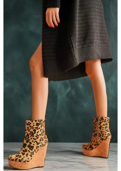 Kadın Moda Dolgu Topuk Fermuarlı Bot Daina Şık Ve Zarif Abiye Ayakkabı