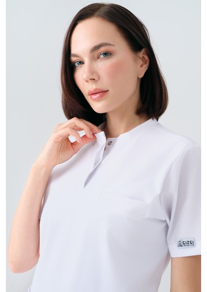 Beyaz Cool Best Likra Scrubs Takım Çift Yönlü Esnek Kumaş Doktor Hemşire Üniforması modelleri