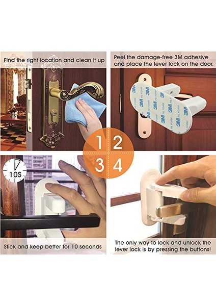 2 Adet Kapı Kolu Emniyet Kilidi Çocuk Güvenliği Kapı Kolu Kilidi Yapıştırıcı ile (Yurt Dışından) fırsatları