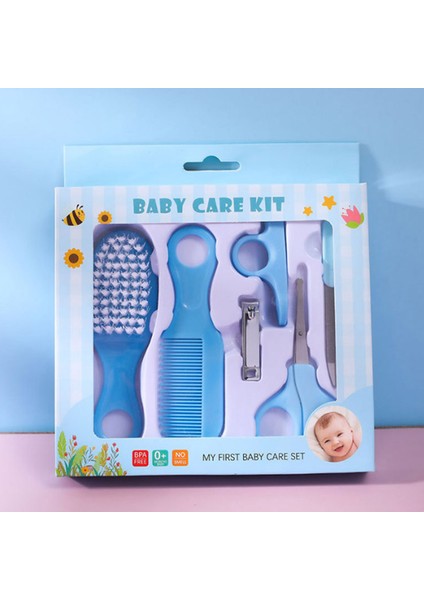 6 Adet/set Bebek Tırnak Bakım Seti Küçük Bebek Tırnak Makası Makas Cımbız Tırnak Törpüsü Seti Yeni Anne Hediyesi (Tek Renkli)-Mavi (Yurt Dışından)