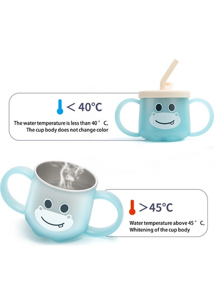 Ölçekli Tasarım Paslanmaz Çelik Bebek Kupası Sıcaklığa Duyarlı Kapaklı ve Pipetli Çocuk Süt Kupası (Bpa Içermez, Fda Sertifikalı Değil)-Yeşil (Yurt Dışından) indirimleri