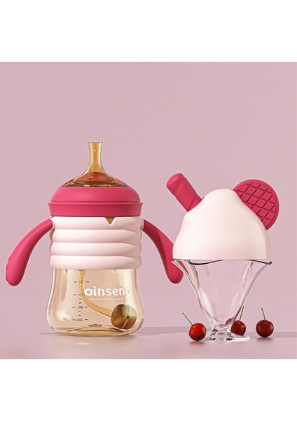 Oınseno 300ML Sevimli Bebek Pipetli Su Şişesi Damlatmaz Bardak (Fda Sertifikası Yok, Bpa İÇERMEZ)-KIRMIZI/300ML (Yurt Dışından)