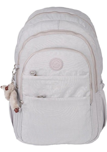 Kırınkıl Su Itici Kumaş 5 Bölmeli Aksesuarlı Okul Sırt Çantası Rlx1625-Bej