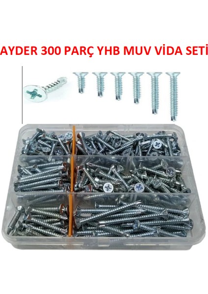 Yıldız Havşa Başlı Matkap Uçlu Akıllı Vida Seti - 300 Parça