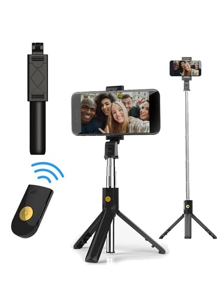 Üstün Kalite Selfie Kumandalı Bluetooth Selfie Çubuğu Tripod Ayaklı