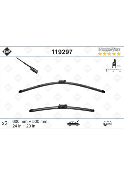 Silecek Süpürgesi Ön Audi A4-A5-Q3-Q5-Macan 2008 600 x 500 mm Gnzrz