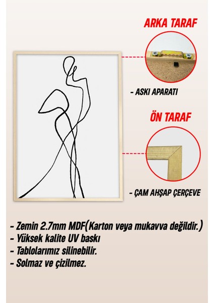 Ahşap Çerçeveli Mdf Tek Tablo Picasso Serisi (Kendi Tablo Setinizi Oluşturacağınız Liste) Çerçeveli 1186