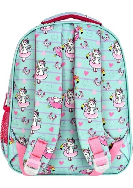 Oval Ilkokul Çantası Ve Beslenme Çantası Birlikte Unicorn Desenli
