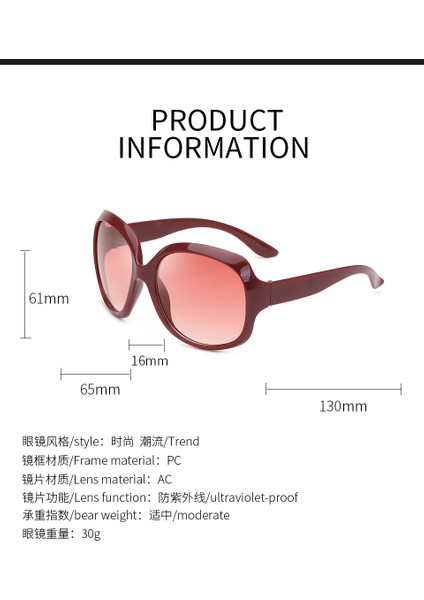 Büyük Çerçeveli Güneş Gözlüğü Güneş Gözlüğü Uv Gözlükleri (Yurt Dışından) fiyatları