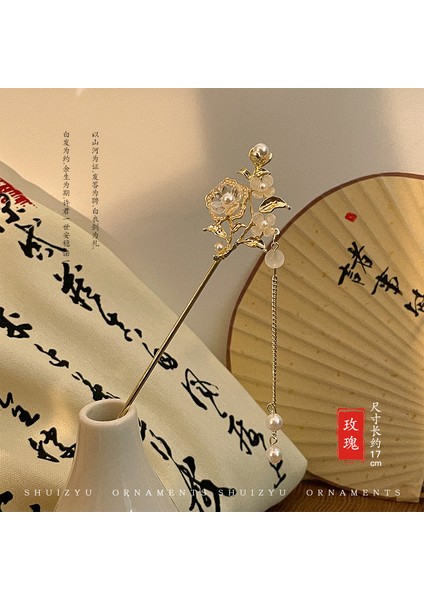 Yeni Çin Antik Tarzı Çiçek Saç Tokası Modern Gelişmiş Saç Tokası Duygusu Kadın Baş Plakası Saç Saç Tokası Hanfu Adım Ahşap Saç Tokası Şapkalar (Yurt Dışından)