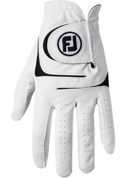 66159 Weathersof Erkek Golf Eldiveni Beyaz/Siyah Sol M-L Medium-Large