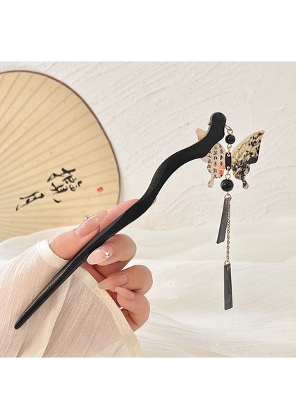 Yeni Çin Antik Tarzı Çiçek Saç Tokası Modern Gelişmiş Saç Tokası Duygusu Kadın Baş Plakası Saç Saç Tokası Hanfu Adım Ahşap Saç Tokası Şapkalar (Yurt Dışından)