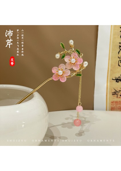 Yeni Çin Antik Tarzı Çiçek Saç Tokası Modern Gelişmiş Saç Tokası Duygusu Kadın Baş Plakası Saç Saç Tokası Hanfu Adım Ahşap Saç Tokası Şapkalar (Yurt Dışından)
