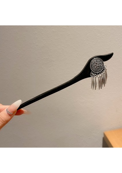 Yeni Çin Antik Tarzı Çiçek Saç Tokası Modern Gelişmiş Saç Tokası Duygusu Kadın Baş Plakası Saç Saç Tokası Hanfu Adım Ahşap Saç Tokası Şapkalar (Yurt Dışından)