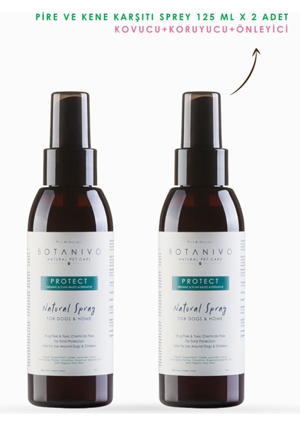 Köpekler İçin Pire & Kene Karşıtı Sprey | Kovucu, Koruyucu, Önleyici | Organik İçerikli | 2x125 ml fiyatları