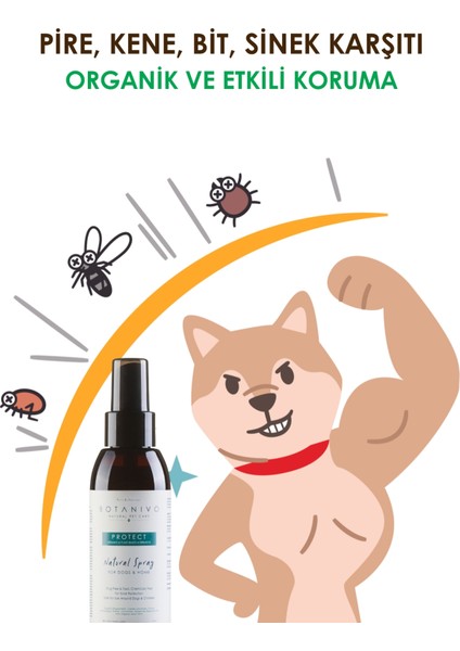 Köpekler İçin Pire & Kene Karşıtı Sprey | Kovucu, Koruyucu, Önleyici | Organik İçerikli | 2x125 ml modelleri