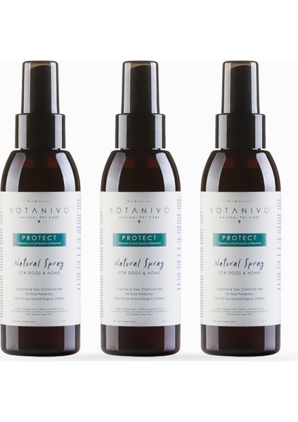 Köpekler İçin Pire & Kene Karşıtı Sprey | Kovucu, Koruyucu, Önleyici | Organik İçerikli | 3x125 ml