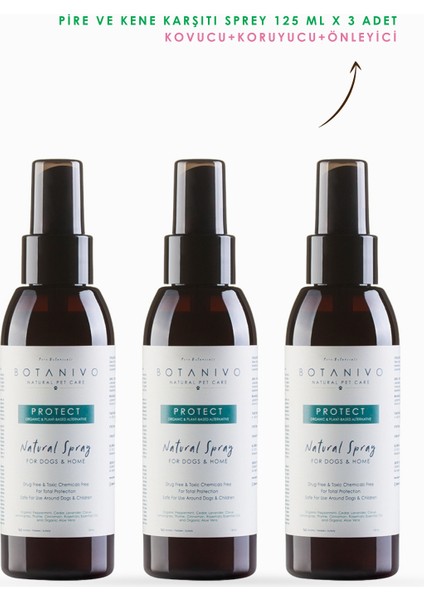 Köpekler İçin Pire & Kene Karşıtı Sprey | Kovucu, Koruyucu, Önleyici | Organik İçerikli | 3x125 ml fiyatları