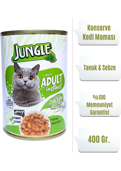 Yetişkin Kedi Konserve Maması Tavuklu-Sebzeli 400 Gr.