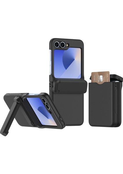 Samsung Galaxy Z Flip6 5g Bahar Menteşe Kickstand Pc Kart Yuvası ile Katlanır Telefon Kapağı (Yurt Dışından)